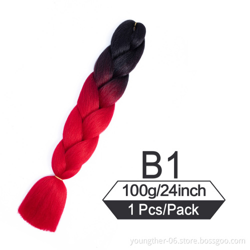 Wholesale Luminous Braiding Hair Jumbo Ombre Stretched Synthetic Hair Extensions Synthetic For Women Braiding Hair